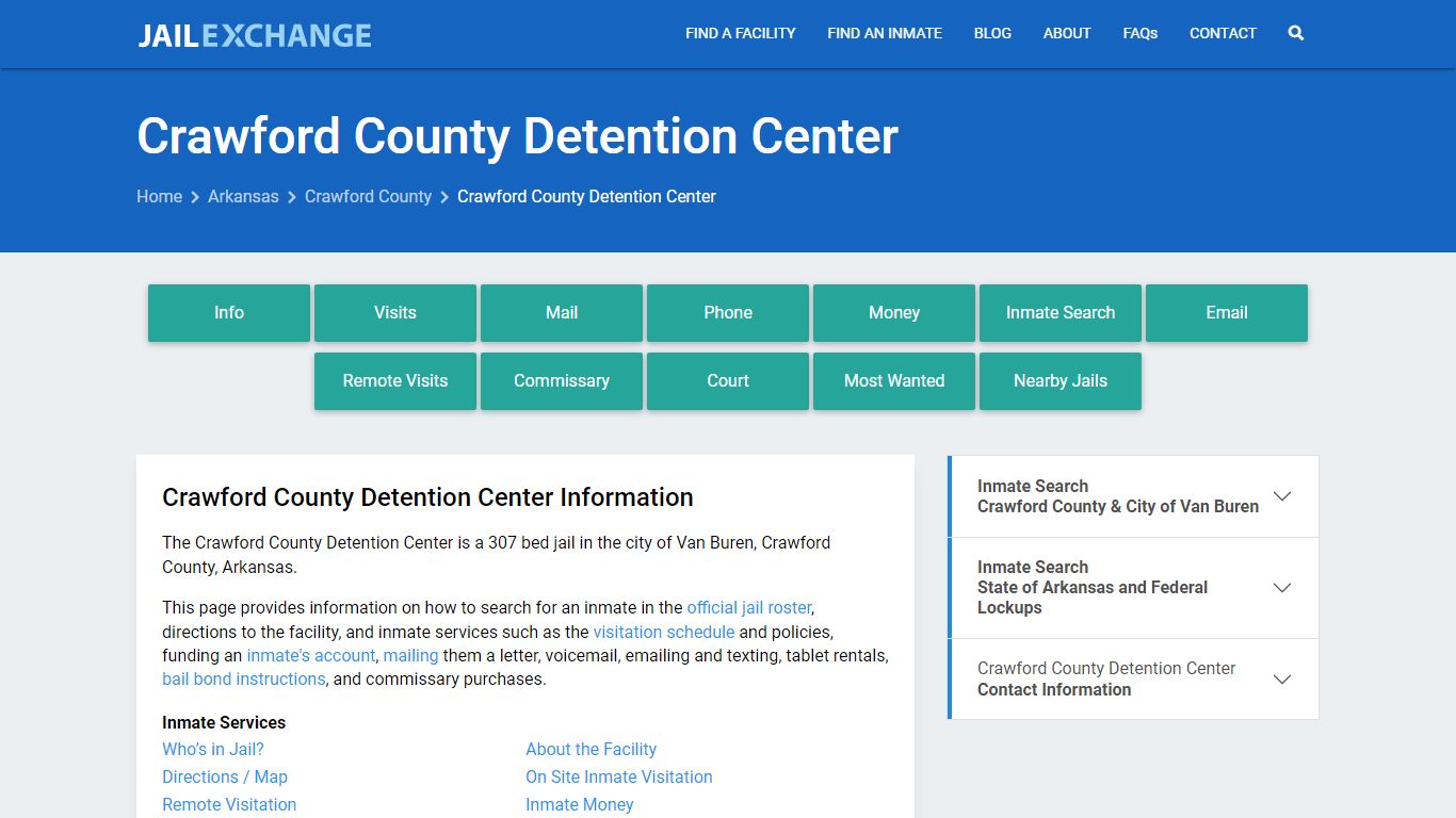 Crawford County Detention Center, AR Inmate Search, Information